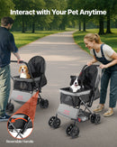 Pet Stroller Foldable 4 Wheels Travel Dog Stroller Reversible Handle up to 44lbs