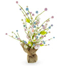 Easter Berry & Egg Floral Branch Arrangement – Rustic Spring Tabletop Centerpiece with Burlap Base 17.5 Inches Tall