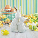 Elegant Ceramic Mother Bunny with Baby Figurine 8 Inches Tall