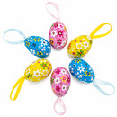 Set of 6 Floral Easter Egg Ornaments in Basket