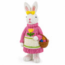 Bunny Figure with Pastel Basket and Sweater 5.8 Inches Tall