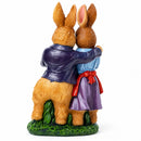 Loving Easter Bunny Pair Figurine With Festive Basket 6.2 Inches Tall