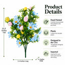 Easter Egg & Floral Bouquet – Artificial Spring Flowers with Decorative Speckled Eggs 13.5 Inches Tall