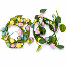 Set of 2 Easter Egg and Leaf Garland With Pastel Speckled Eggs Spring Hanging Decor 6.6 Inches Tall
