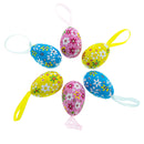 Set of 6 Floral Easter Egg Ornaments in Basket