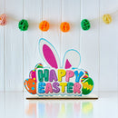 Happy Easter Wooden Standalone Tabletop Cutout Decor