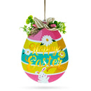 Illuminated LED Wooden Easter Egg Hanging Decor 12.5 Inches Tall