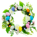 Easter Egg & Floral Wreath – Spring Door Decoration with Speckled Eggs & Flowers 13 Inches