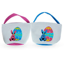 Set of 2 Easter Bunny Tote Bags – Soft Fabric Egg Hunt Baskets Carry Pouches for Kids 9.5 Inches Tall