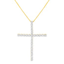 .925 Sterling Silver 3.0 Cttw Round Shape Diamond 1-1/2" Cross Pendant with Box Chain Necklace (I-J Color, I2-I3 Clarity) - 18"