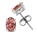 14K White Gold 1/2 Cttw Lab Grown Pink Oval 4 Prong Set Classic Diamond Solitaire Stud Earrings (Pink Color, VS2-SI1 Clarity)