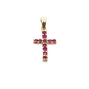 .21ct Ruby Cross Religious Pendant 10KT Yellow Gold