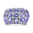7.29 Carat Genuine Tanzanite and White Topaz .925 Sterling Silver Ring