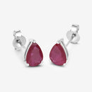 1.60 Carat Genuine Ruby 10K White Gold Earrings
