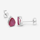 1.60 Carat Genuine Ruby 10K White Gold Earrings