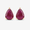 1.60 Carat Genuine Ruby 10K Yellow Gold Earrings