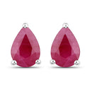 1.60 Carat Genuine Ruby 14K White Gold Earrings