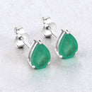 1.30 Carat Genuine Zambian Emerald 10K White Gold Earrings