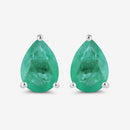 1.30 Carat Genuine Zambian Emerald 10K White Gold Earrings