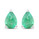 1.30 Carat Genuine Zambian Emerald 14K White Gold Earrings