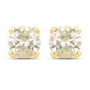 0.98 Carat Genuine LB Diamond 14K Yellow Gold Earrings