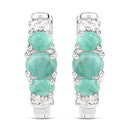 1.30 Carat Genuine Emerald and White Topaz .925 Sterling Silver Earrings