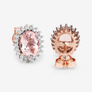 1.61 Carat Genuine Morganite and White Diamond 14K Rose Gold Earrings