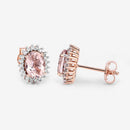 1.61 Carat Genuine Morganite and White Diamond 14K Rose Gold Earrings