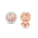 0.93 Carat Genuine Morganite and White Diamond 14K Rose Gold Earrings