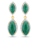 4.21 Carat Dyed Emerald and White Diamond .925 Sterling Silver Earrings