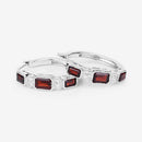 2.78 Carat Genuine Garnet and White Topaz .925 Sterling Silver Earrings