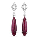 23.25 Carat Dyed Ruby and White Topaz .925 Sterling Silver Earrings