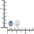 2.22 Carat Genuine Blue Sapphire and White Diamond 14K White Gold Earrings
