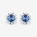 1.87 Carat Genuine Blue Sapphire and White Diamond 14K White Gold Earrings