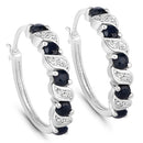 1.28 Carat Genuine Blue Sapphire and White Topaz .925 Sterling Silver Earrings