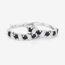 1.28 Carat Genuine Blue Sapphire and White Topaz .925 Sterling Silver Earrings