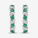 1.08 Carat Genuine Emerald and White Topaz .925 Sterling Silver Earrings