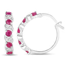 1.38 Carat Genuine Ruby and White Topaz .925 Sterling Silver Earrings