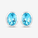 4.00 Carat Genuine Swiss Blue Topaz .925 Sterling Silver Earrings
