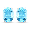 4.00 Carat Genuine Swiss Blue Topaz .925 Sterling Silver Earrings
