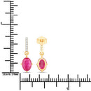 1.75 Carat Genuine Ruby and White Diamond 14K Yellow Gold Earrings