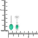 1.49 Carat Genuine Zambian Emerald and White Diamond 14K White Gold Earrings