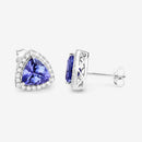3.82 Carat Genuine Tanzanite and White Diamond 14K White Gold Earrings