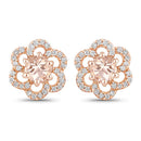 0.61 Carat Genuine Morganite and White Diamond 14K Rose Gold Earrings