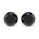 3.48 Carat Genuine Black Diamond 14K Yellow Gold Earrings