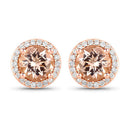 1.60 Carat Genuine Morganite and White Diamond 14K Rose Gold Earrings