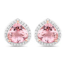3.27 Carat Genuine Morganite and White Diamond 14K Rose Gold Earrings