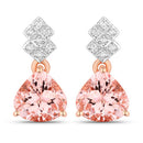 3.31 Carat Genuine Morganite and White Diamond 14K Rose Gold Earrings