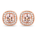 1.68 Carat Genuine Morganite and White Diamond 14K Rose Gold Earrings