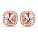 2.71 Carat Genuine Morganite and White Diamond 14K Rose Gold Earrings